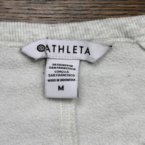 Athleta Sweatshirt Womens Medium Light Heathered Gray Long Sleeve Thumbhole - Picture 2 of 9